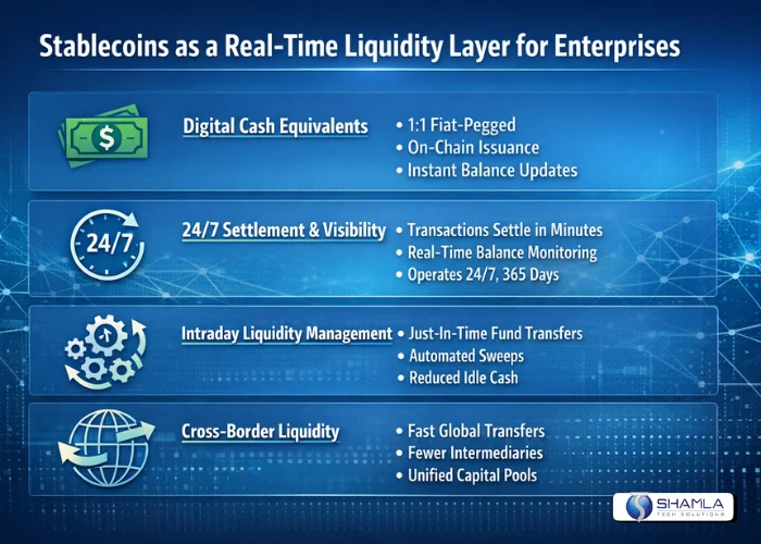 Stablecoin as real-time liquidity for enterprices